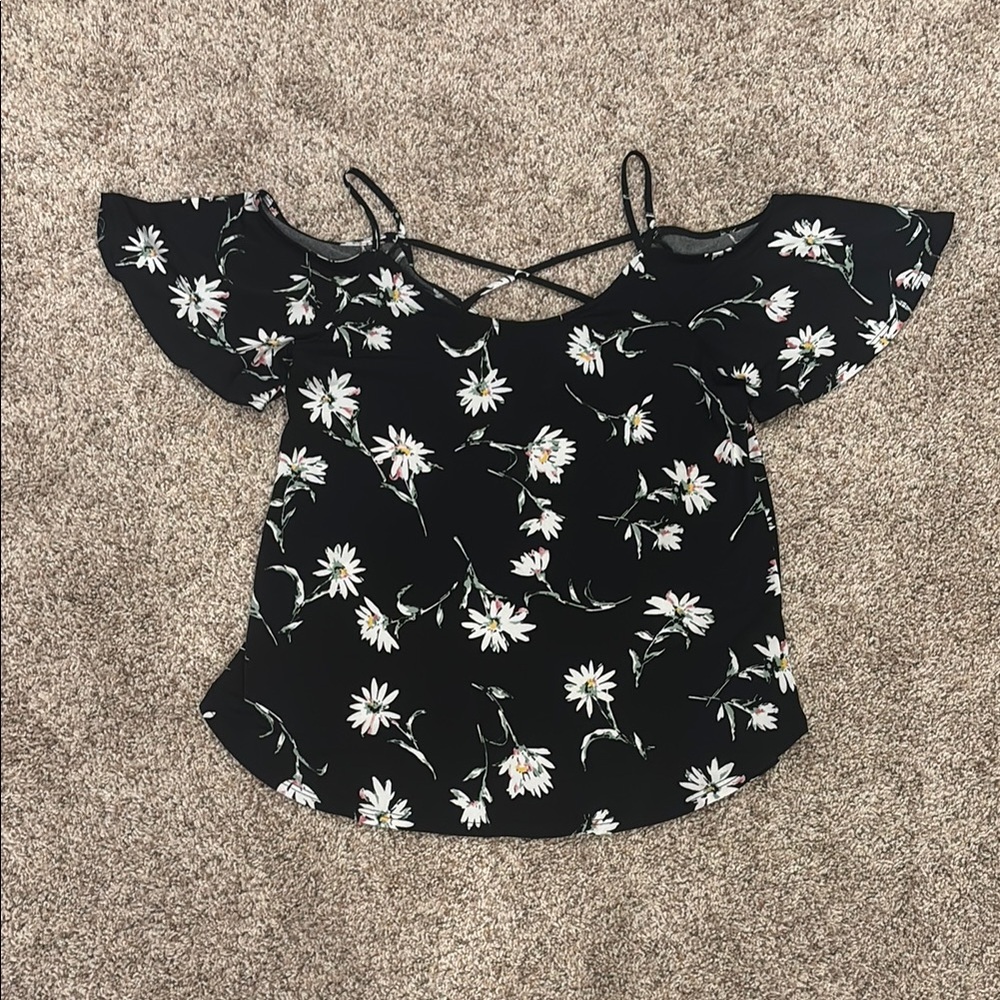 Stitch Fix Kaileigh Floral Black Women's Top